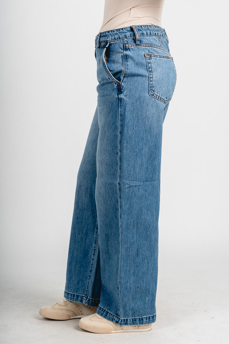 Hidden low rise baggy jeans medium denim