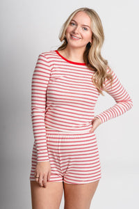 Z Supply night in stripes top light pink/red - Z Supply top - Z Supply Tops, Dresses, Tanks, Tees, Cardigans, Joggers and Loungewear at Lush Fashion Lounge