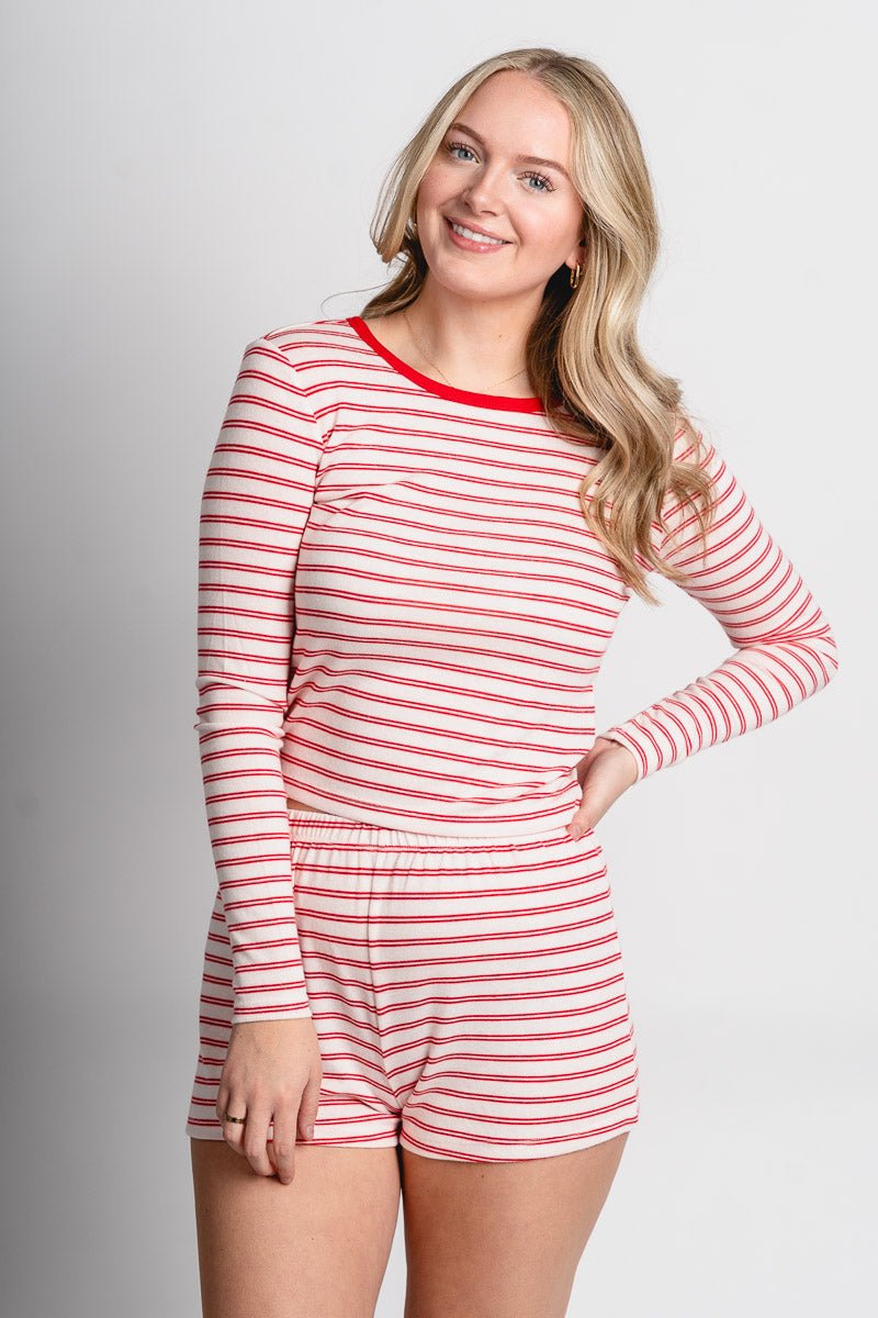 Z Supply night in stripes top light pink/red - Z Supply top - Z Supply Tops, Dresses, Tanks, Tees, Cardigans, Joggers and Loungewear at Lush Fashion Lounge