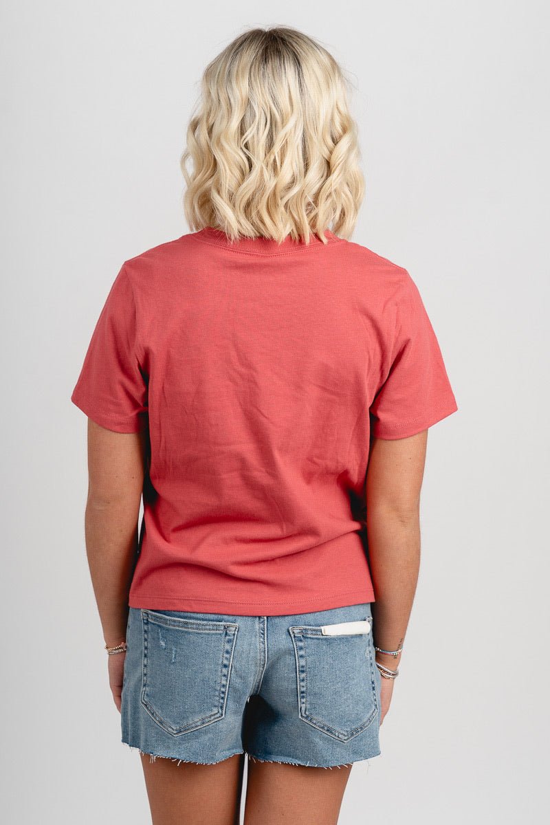 USA bars crop t-shirt red
