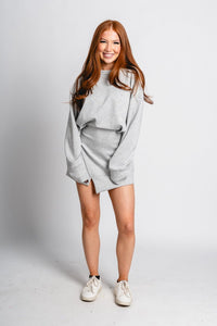 Asymmetrical sweatshirt dress grey - Trendy dress - Fashion Dresses at Lush Fashion Lounge Boutique in Oklahoma City