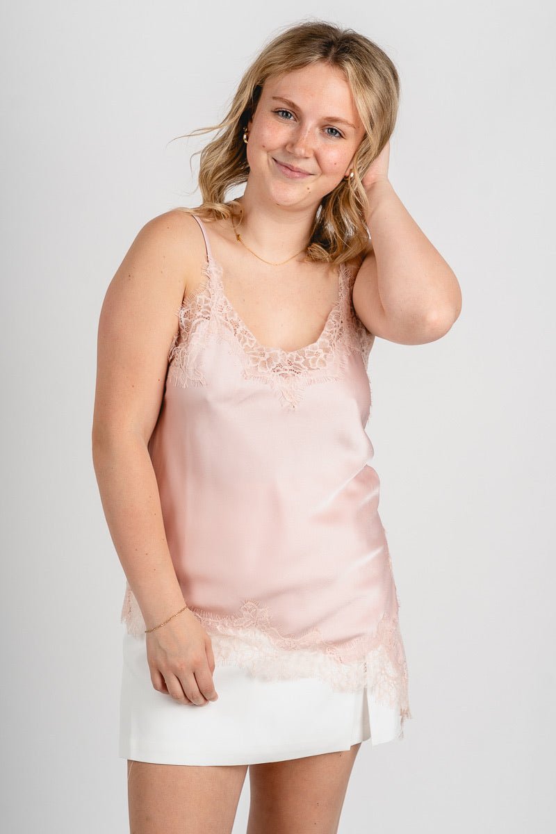 Asymmetrical lace camisole light pink