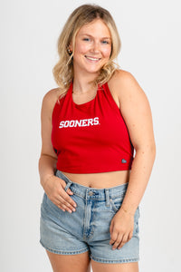 OU OU Sooners tailgate halter top cardinal halter top | Lush Fashion Lounge Trendy Oklahoma University Sooners Apparel & Cute Gameday T-Shirts