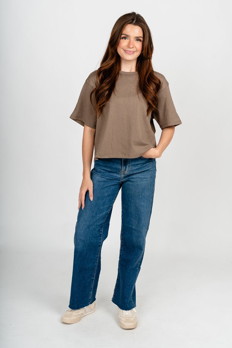 Short sleeve linen top olive