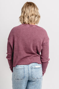 Z Supply angel mini thermal top merlot - Z Supply top - Z Supply Fashion at Lush Fashion Lounge Trendy Boutique Oklahoma City