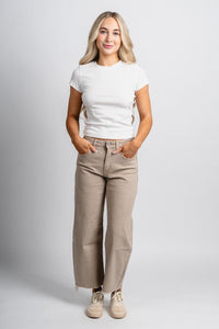 Flying Monkey high rise wide leg barrel jeans cinder | Lush Fashion Lounge: boutique women's jeans, fashion jeans for women, affordable fashion jeans, cute boutique jeans