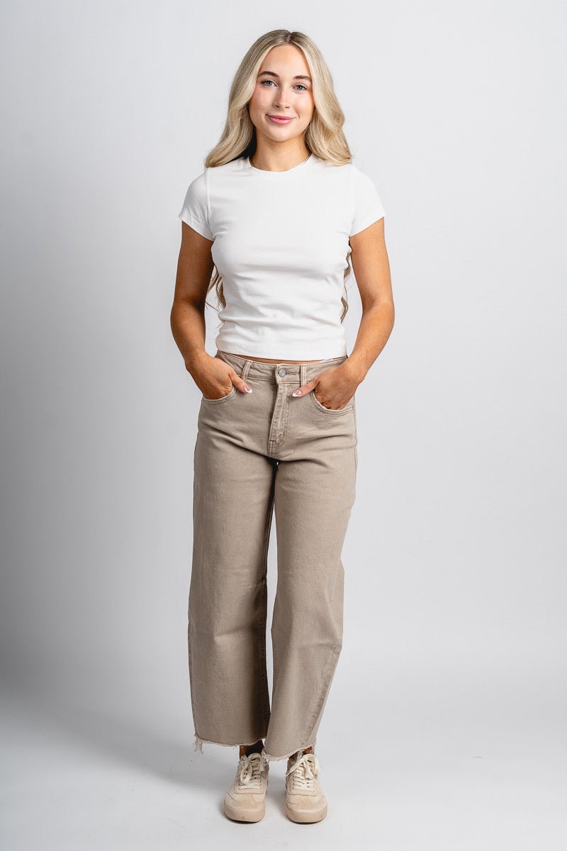 Flying Monkey high rise wide leg barrel jeans cinder | Lush Fashion Lounge: boutique women's jeans, fashion jeans for women, affordable fashion jeans, cute boutique jeans