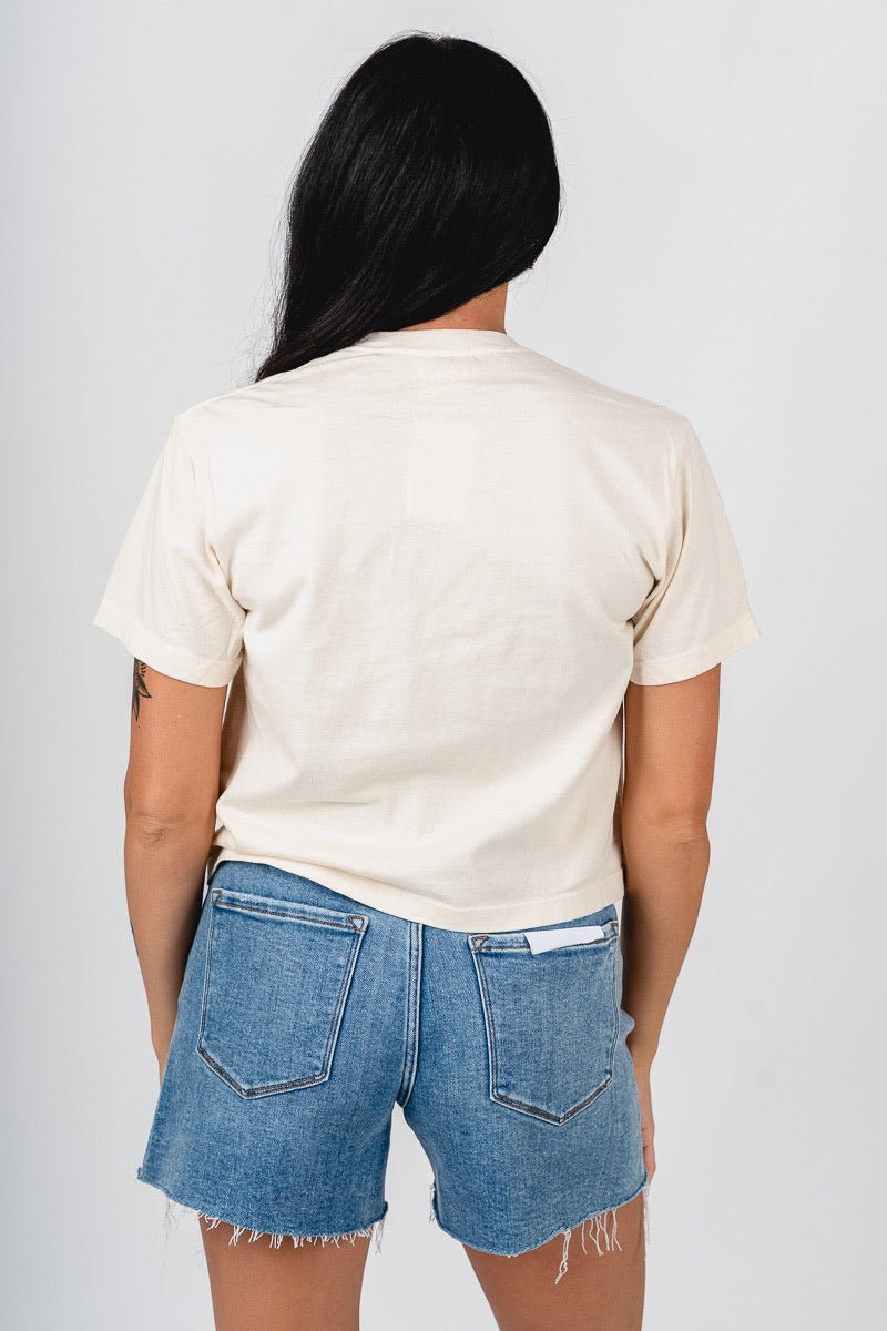 OU OU Sooners logo center crop t-shirt natural t-shirt | Lush Fashion Lounge Trendy Oklahoma University Sooners Apparel & Cute Gameday T-Shirts