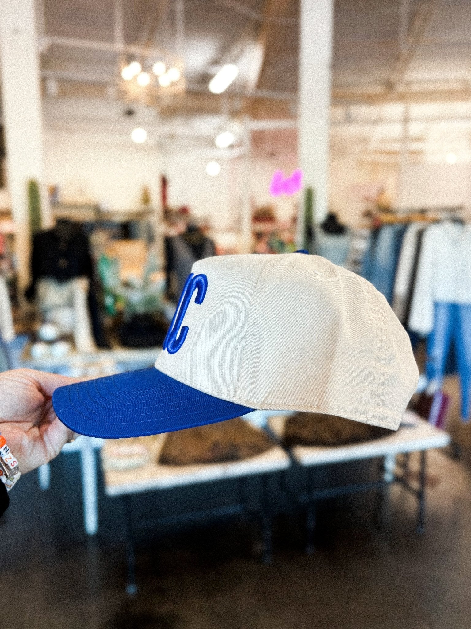 OKC two tone hat natural/royal - Oklahoma City inspired graphic t-shirts at Lush Fashion Lounge Boutique in Oklahoma City