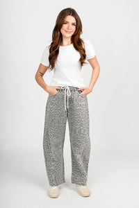 Vervet high rise leopard barrel jeans grey | Lush Fashion Lounge: boutique women's jeans, fashion jeans for women, affordable fashion jeans, cute boutique jeans