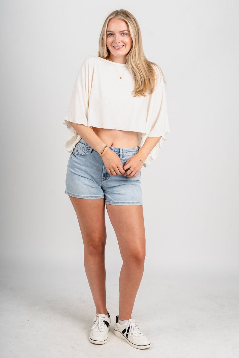 Off shoulder boxy top ivory