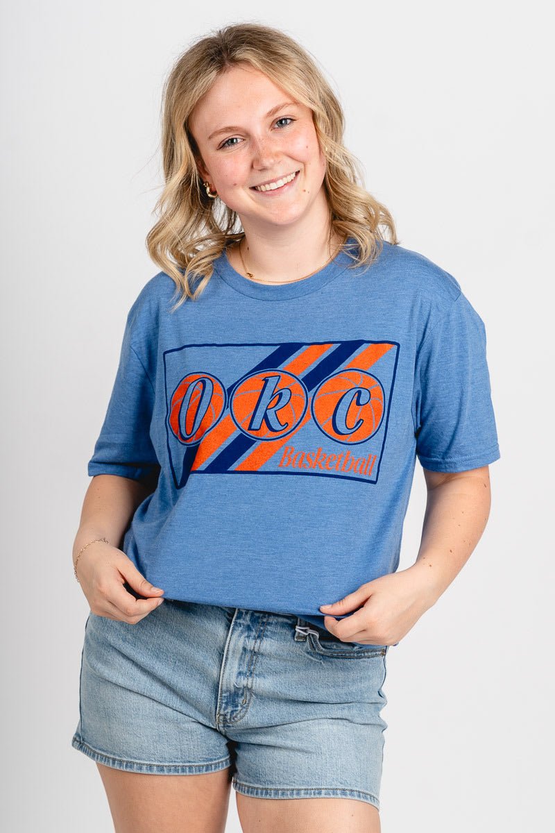 OKC diagonal stripe unisex t-shirt - Trendy Oklahoma City Basketball T-Shirts Lush Fashion Lounge Boutique in Oklahoma City