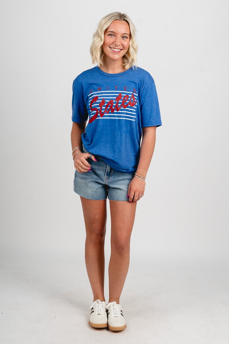 USA bars unisex crew neck t-shirt royal - Fun T-shirt - Unique American Summer Ideas at Lush Fashion Lounge Boutique in Oklahoma