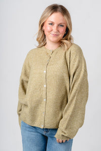 Button up sweater cardigan olive - Affordable Cardigan - Boutique Cardigans & Trendy Kimonos at Lush Fashion Lounge Boutique in Oklahoma City