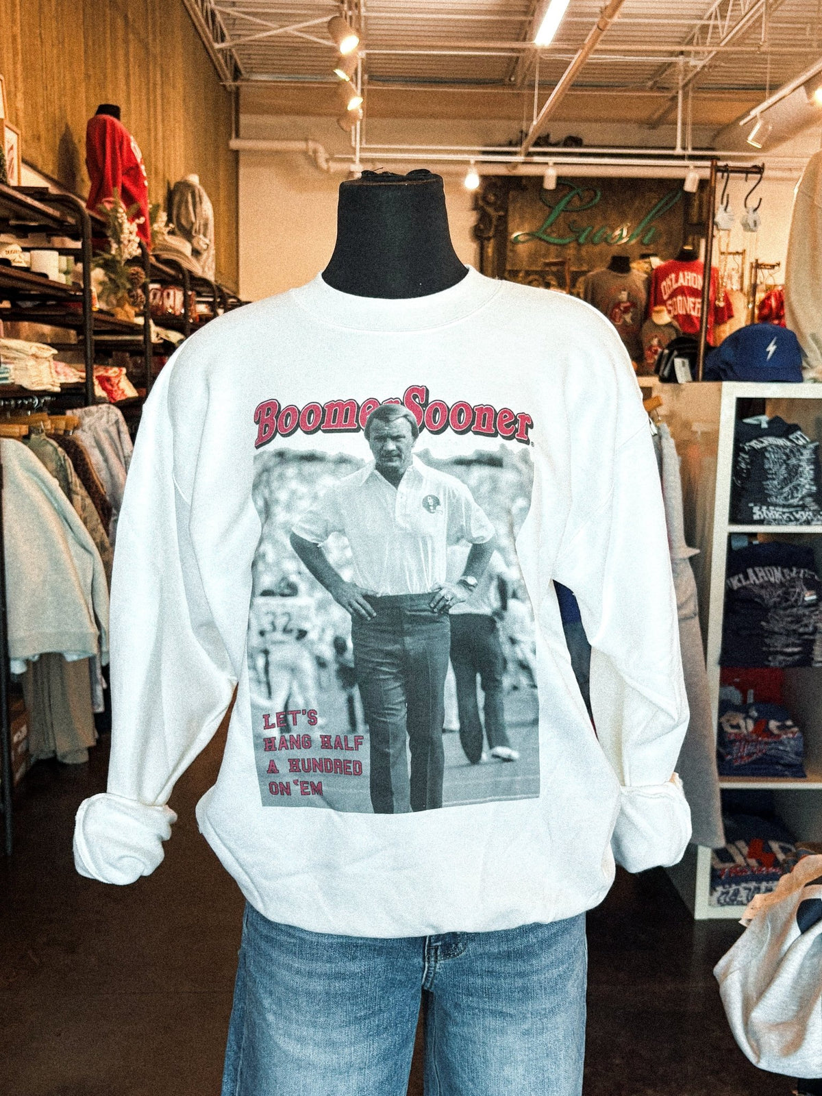 OU OU Barry Switzer magazine sweatshirt white Sweatshirt | Lush Fashion Lounge Trendy Oklahoma University Sooners Apparel & Cute Gameday T-Shirts