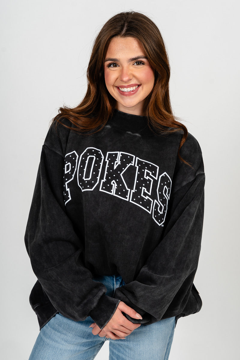 OSU Pokes polka dot puff mock neck sweatshirt black