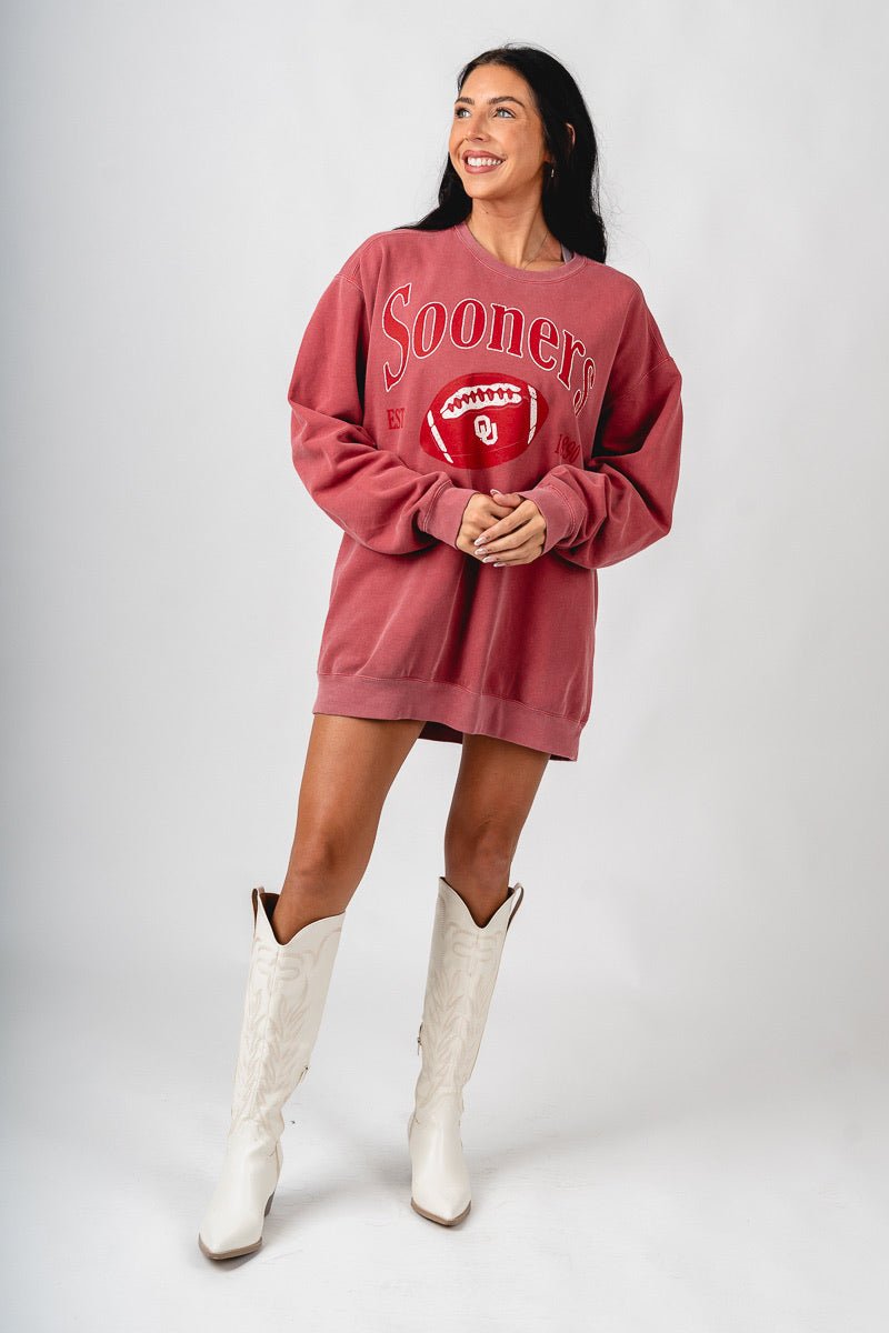 OU OU Sooners 1890 football oversized sweatshirt crimson Sweatshirt | Lush Fashion Lounge Trendy Oklahoma University Sooners Apparel & Cute Gameday T-Shirts