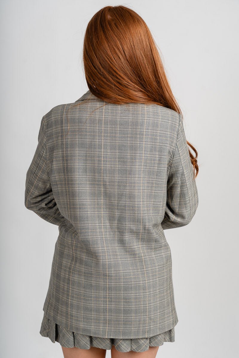 Oversized plaid blazer black
