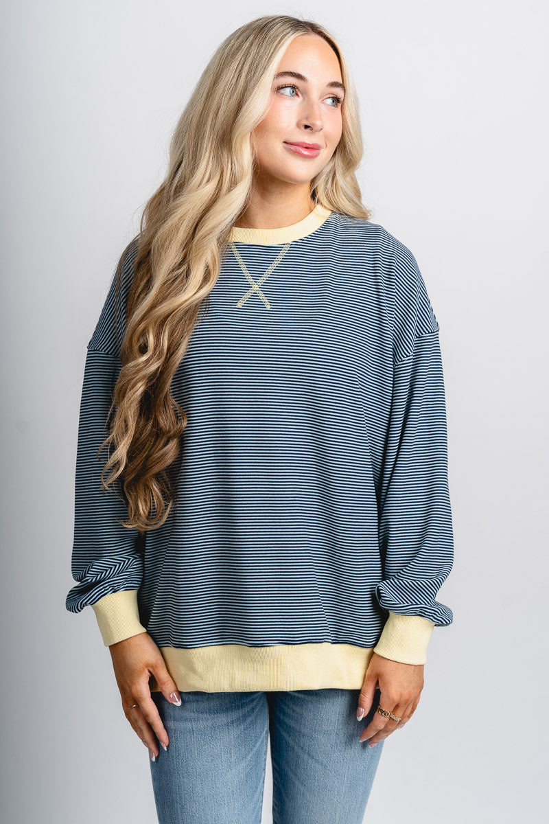 Striped sweatshirt light blue/navy