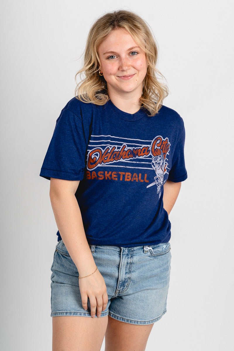 Oklahoma City horizontal lines t-shirt - Trendy Oklahoma City Basketball T-Shirts Lush Fashion Lounge Boutique in Oklahoma City
