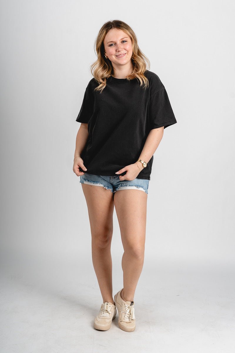 Pigment dyed short sleeve t-shirt black