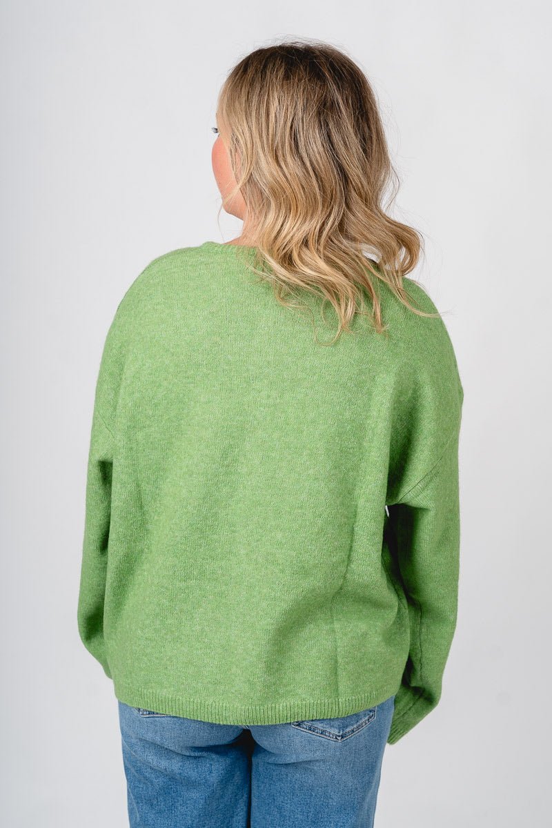 Button up sweater cardigan light green