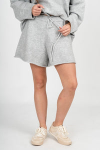 Drawstring sweater shorts grey - Cute shorts - Trendy Shorts at Lush Fashion Lounge Boutique in Oklahoma City