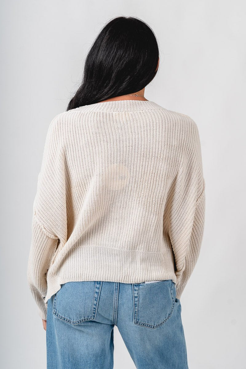 Mock neck boxy sweater ivory