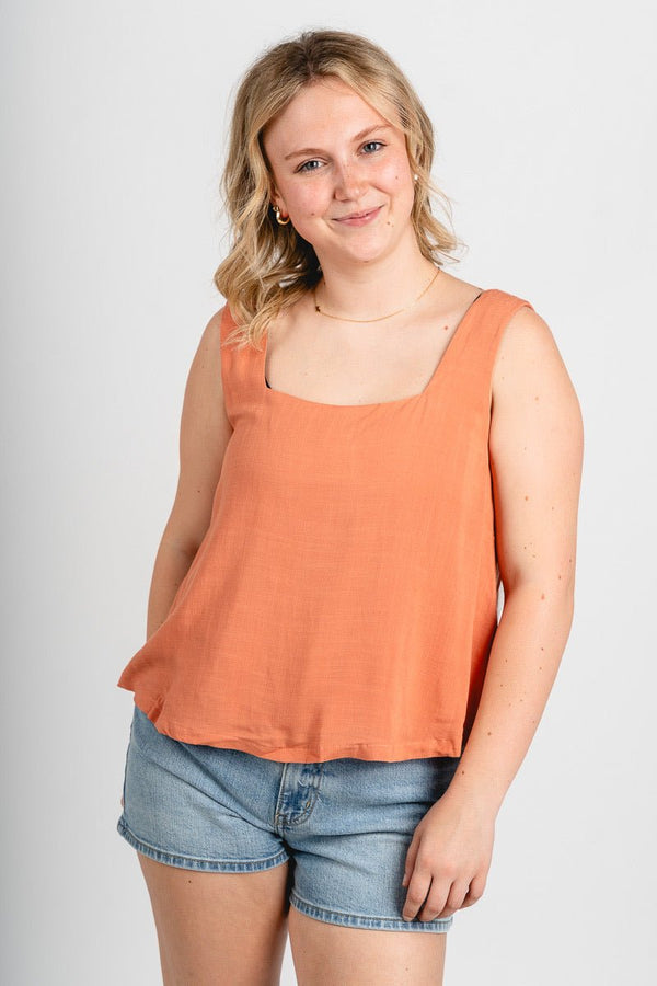 Flowy crop tank top apricot | Trendy Tank Tops - Lush Fashion Lounge