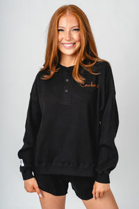 OSU OSU Cowboys stitched waffle top black top | Lush Fashion Lounge Trendy Oklahoma State Cowboys Apparel & Cute Gameday T-Shirts