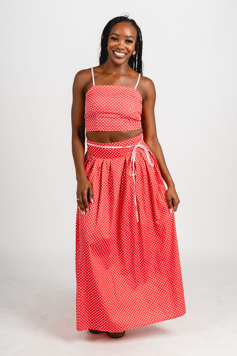 Polka dot crop top berry