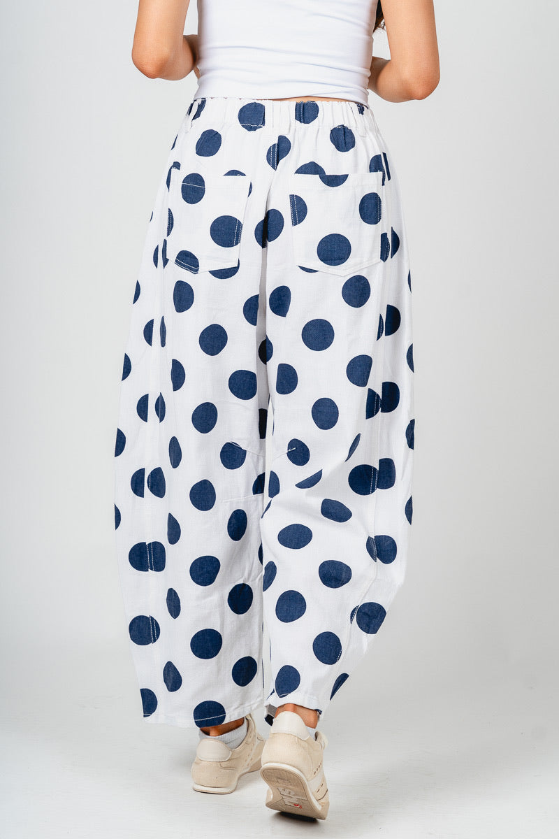 Polka dot barrel jeans white/navy