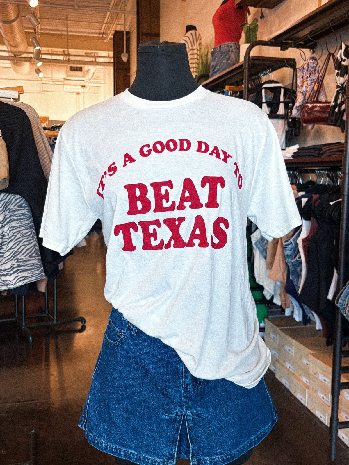 OU It's a good day to beat Texas unisex t-shirt natural T-shirt | Lush Fashion Lounge Trendy Oklahoma University Sooners Apparel & Cute Gameday T-Shirts