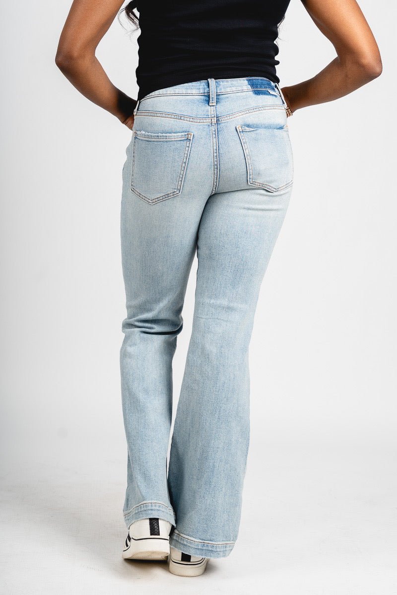 Daze heartbreaker mid rise flare jeans hot streak | Lush Fashion Lounge: boutique women's jeans, fashion jeans for women, affordable fashion jeans, cute boutique jeans