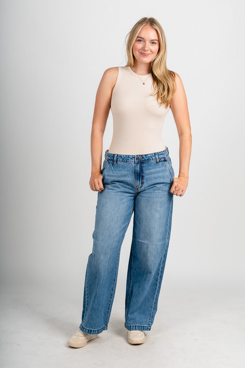 Hidden low rise baggy jeans medium denim