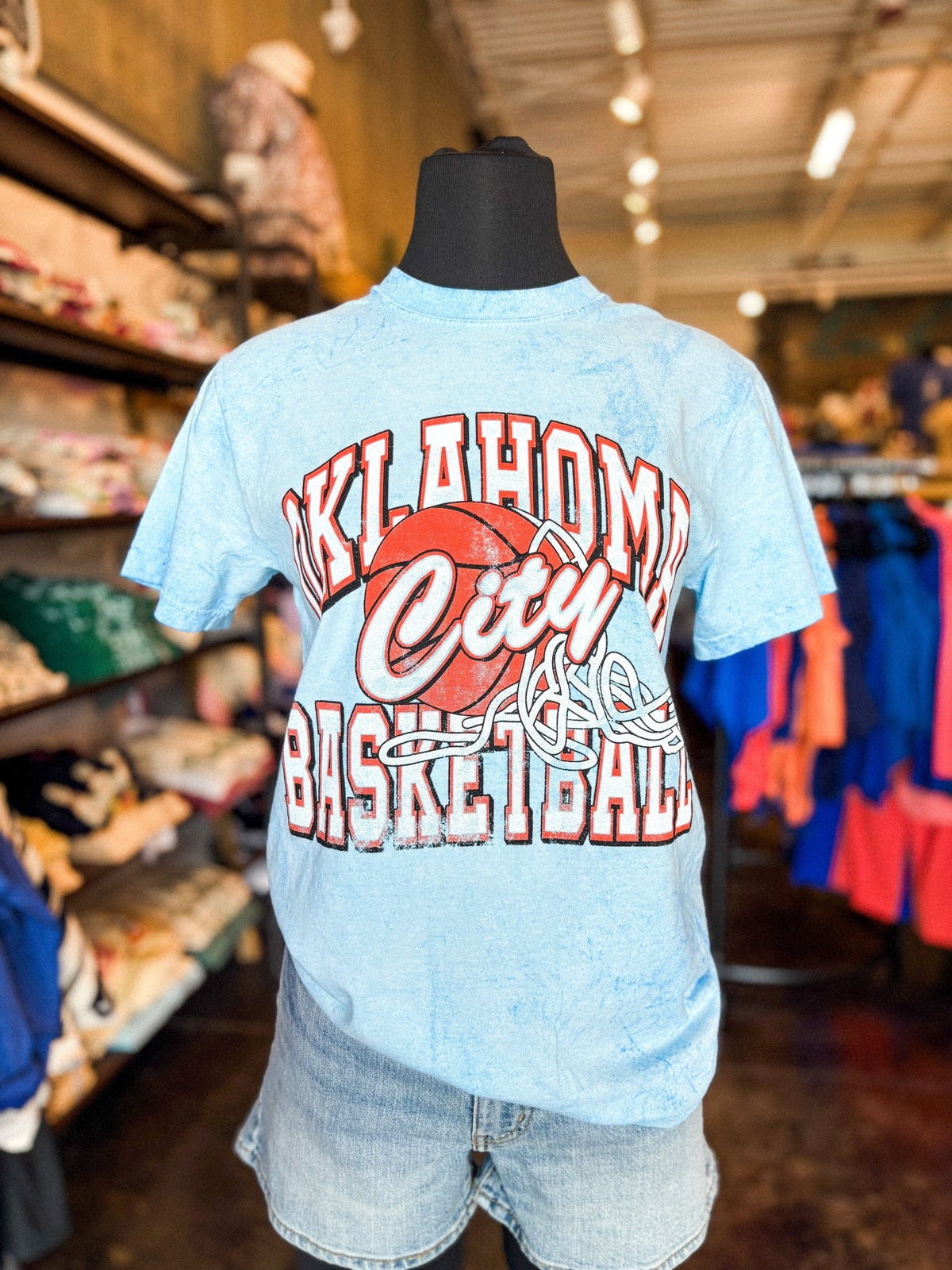 OKC basketball swish ball tie dye t-shirt fiji blue - Stylish T-shirt - Cute Mommy and Me Apparel at Lush Fashion Lounge Boutique in Oklahoma