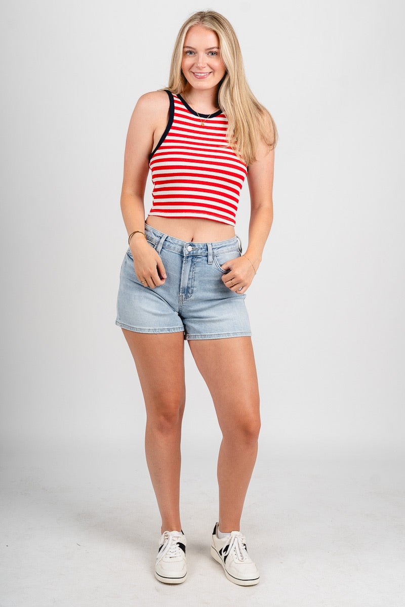 Striped knit tank top red/white