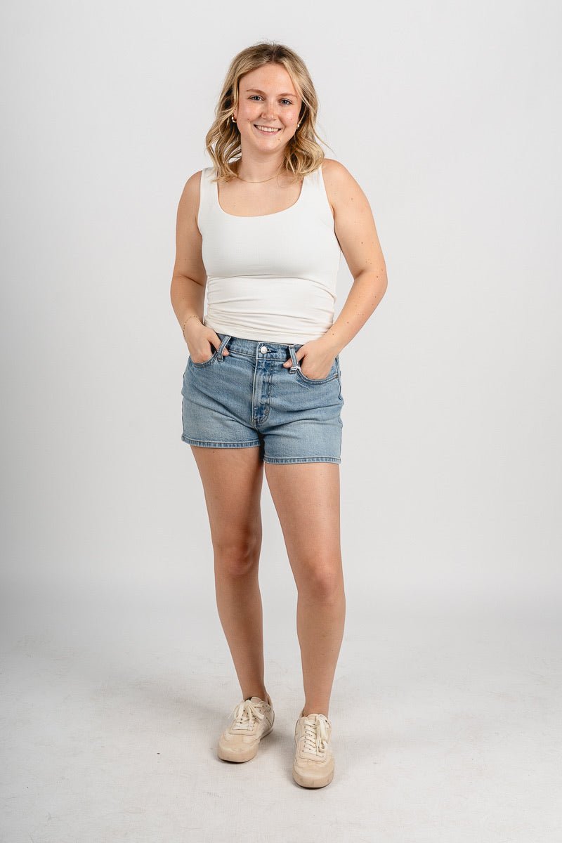 Square neck tank top ivory Stylish tank top - Womens Fashion Tank Tops at Lush Fashion Lounge Boutique in Oklahoma City