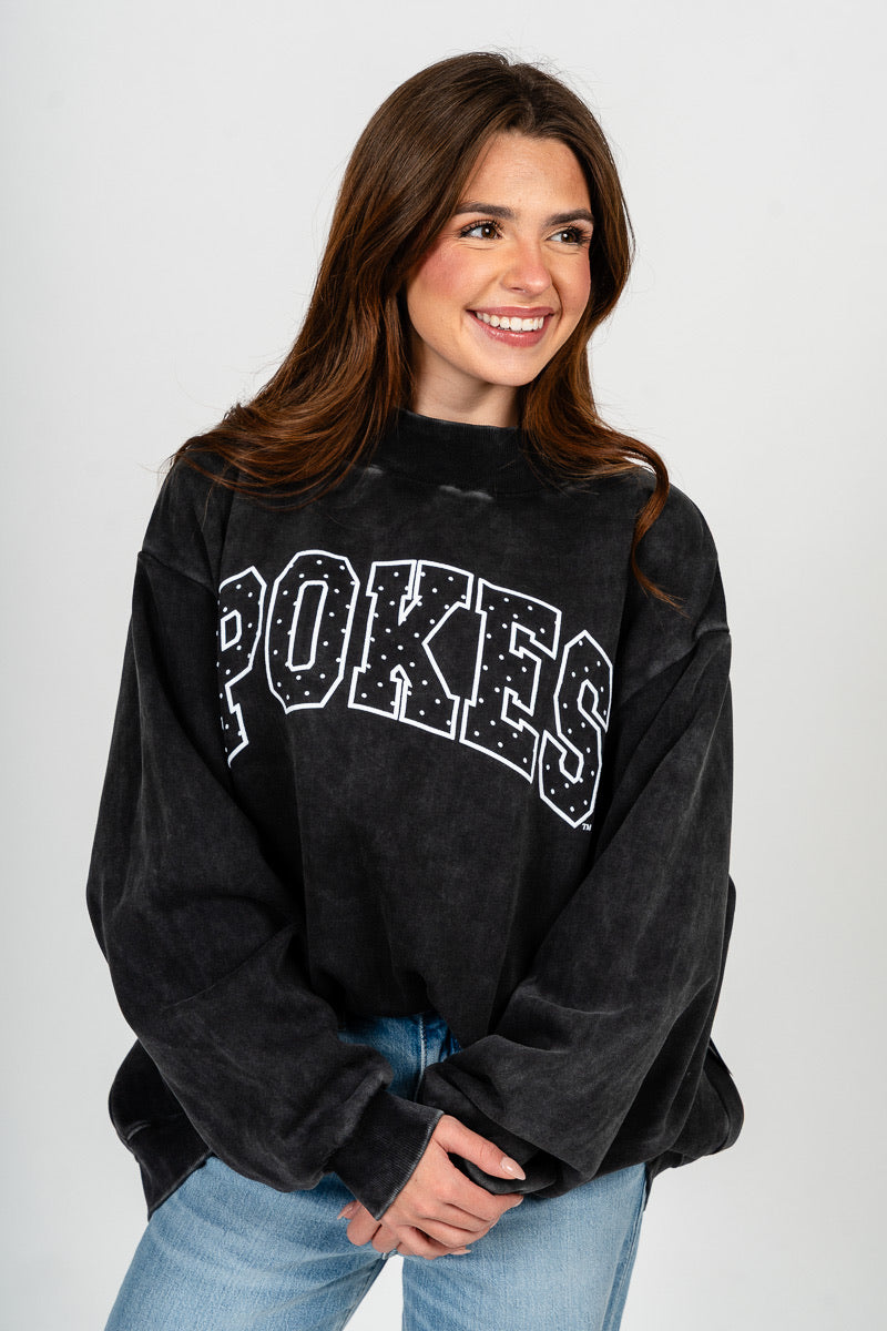 OSU Pokes polka dot puff mock neck sweatshirt black