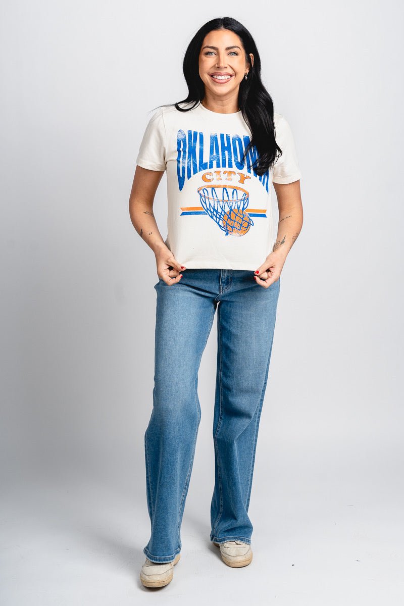 OKC basketball established Ellie tee vintage white - Oklahoma City inspired graphic t-shirts at Lush Fashion Lounge Boutique in Oklahoma City