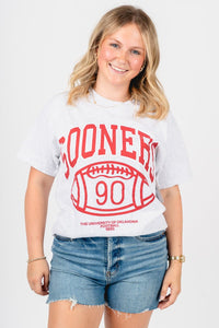 OU OU Sooners campus thrifted unisex t-shirt ash T-shirt | Lush Fashion Lounge Trendy Oklahoma University Sooners Apparel & Cute Gameday T-Shirts
