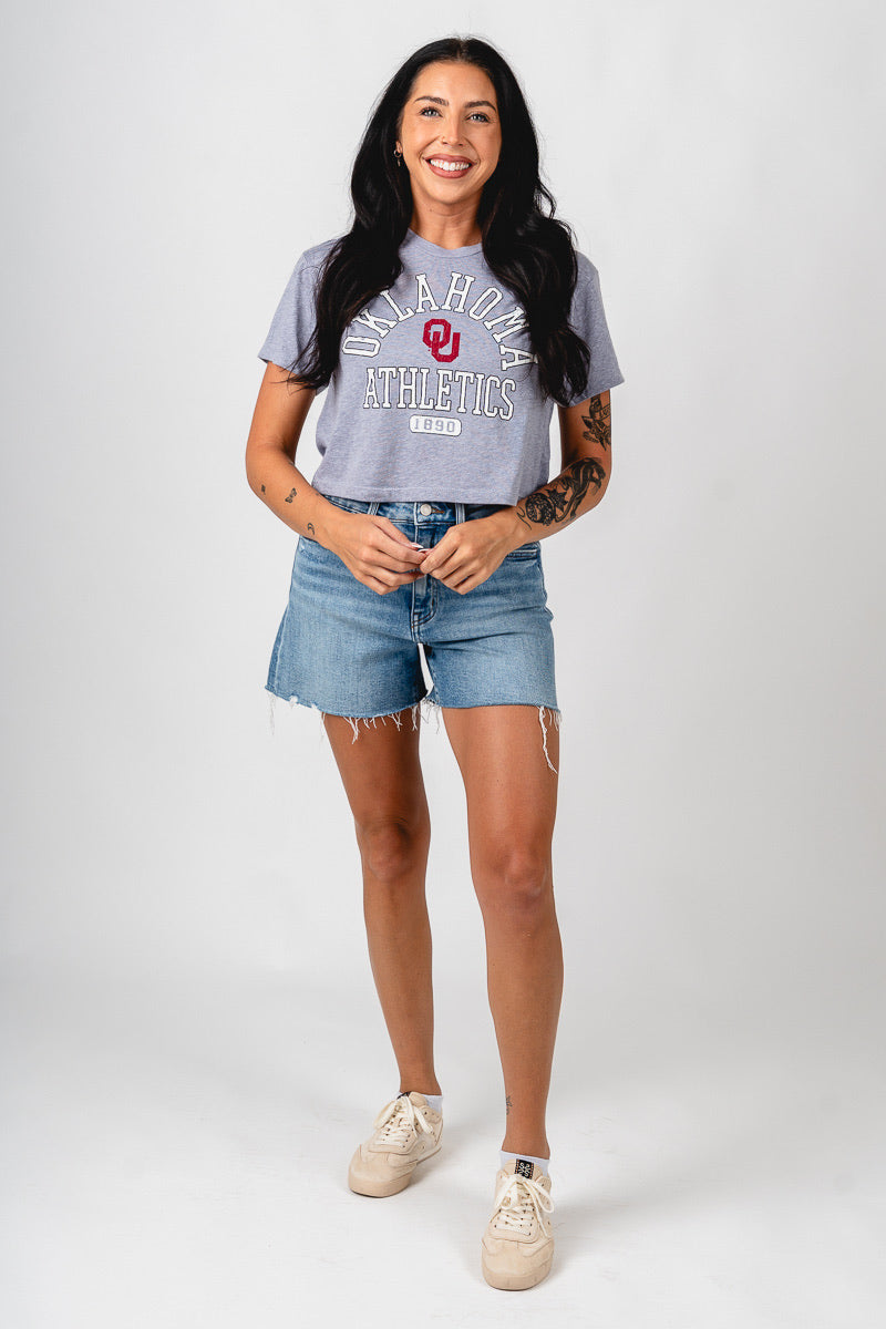 OU OU athletic 1890 crop t-shirt heather grey T-shirt | Lush Fashion Lounge Trendy Oklahoma University Sooners Apparel & Cute Gameday T-Shirts