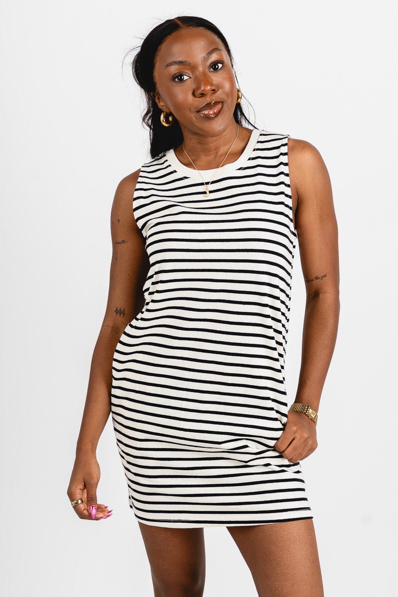 blue dress for baby girl Striped tank dress black/white | Trendy Dresses