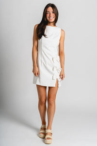 Bow detail mini dress off white - Cute dress - Trendy Bride and Bridesmaid Fashion at Lush Fashion Lounge Boutique in Oklahoma