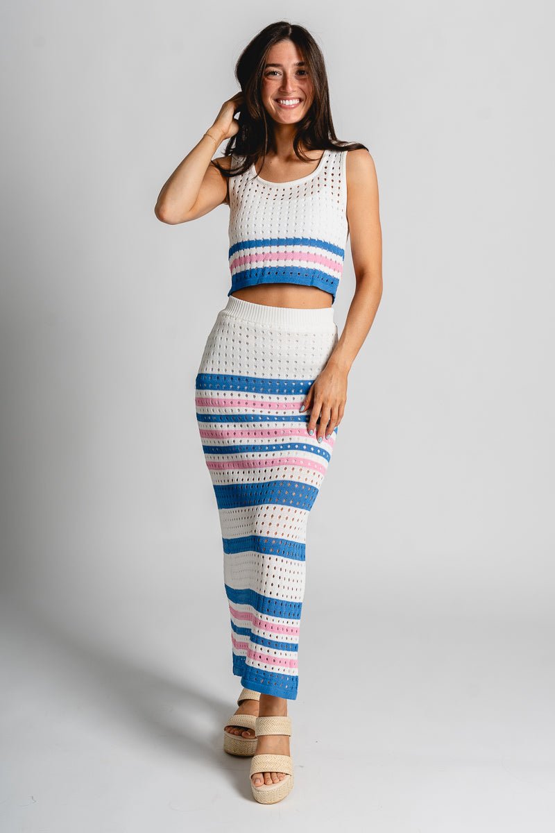Striped crop top white - Fun top - Unique Getaway Gear at Lush Fashion Lounge Boutique in Oklahoma