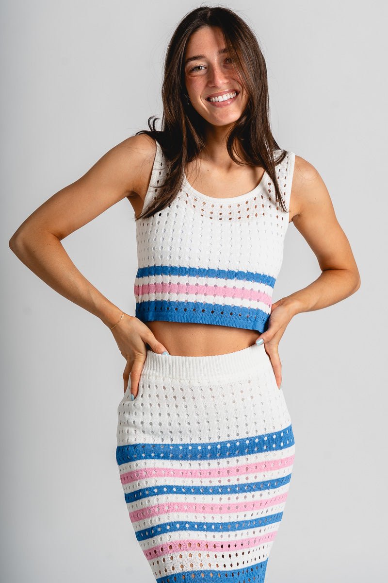 Striped crop top white - Cute top - Fun Vacay Basics at Lush Fashion Lounge Boutique in Oklahoma City