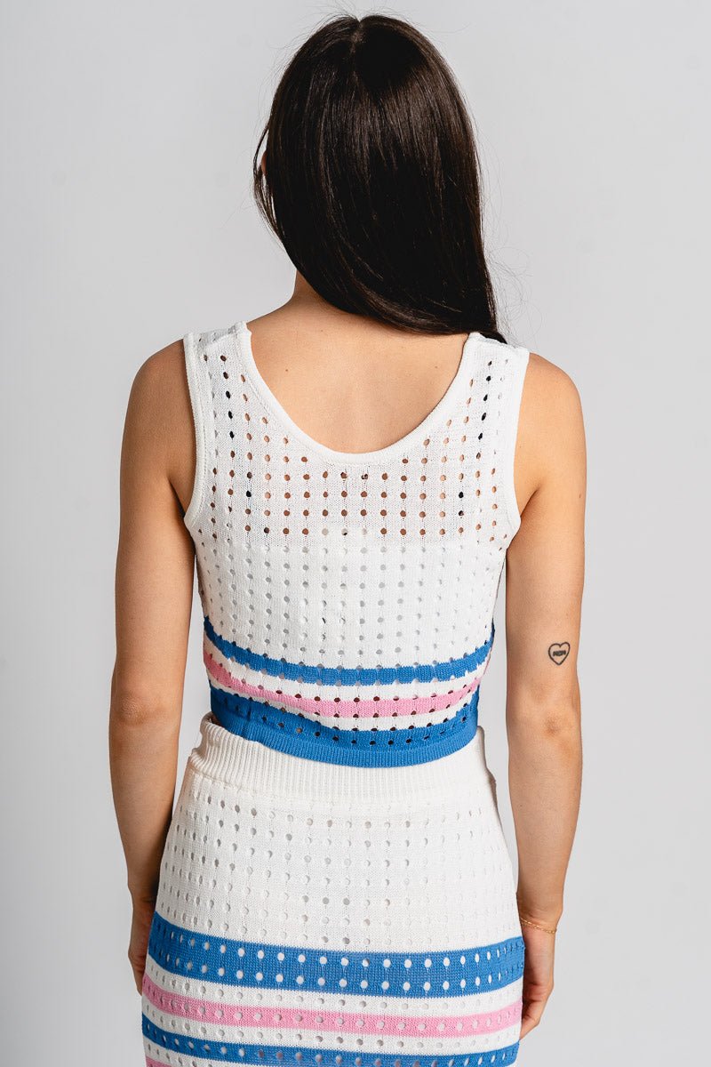 Striped crop top white - Adorable top - Stylish Vacation T-Shirts at Lush Fashion Lounge Boutique in Oklahoma City