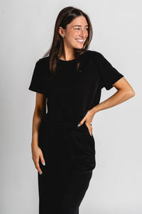 Techno crew neck tee black - Trendy top - Cute Loungewear Collection at Lush Fashion Lounge Boutique in Oklahoma City