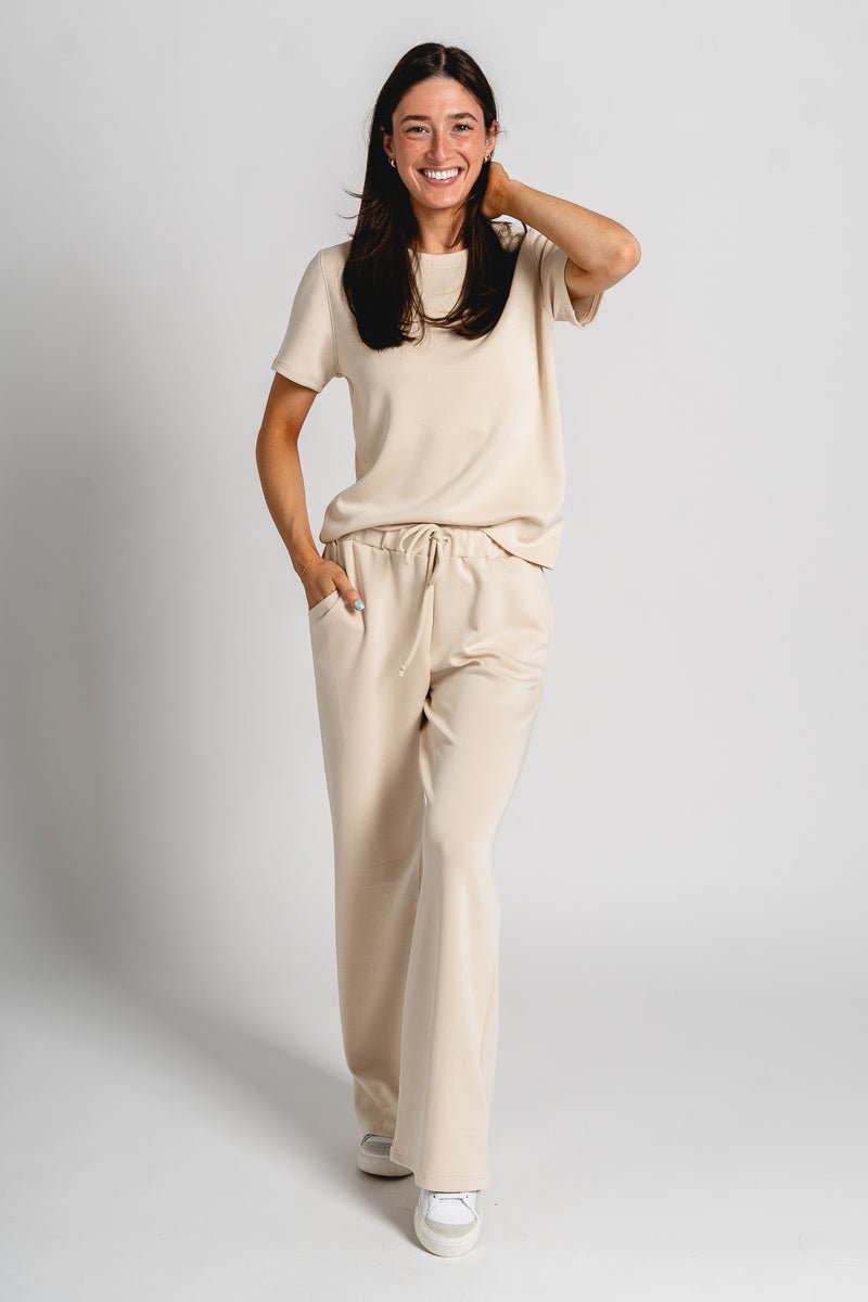 Techno crew neck tee oat - Fun top - Unique Lounge Looks at Lush Fashion Lounge Boutique in Oklahoma