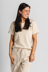 Techno crew neck tee oat - Trendy top - Cute Loungewear Collection at Lush Fashion Lounge Boutique in Oklahoma City